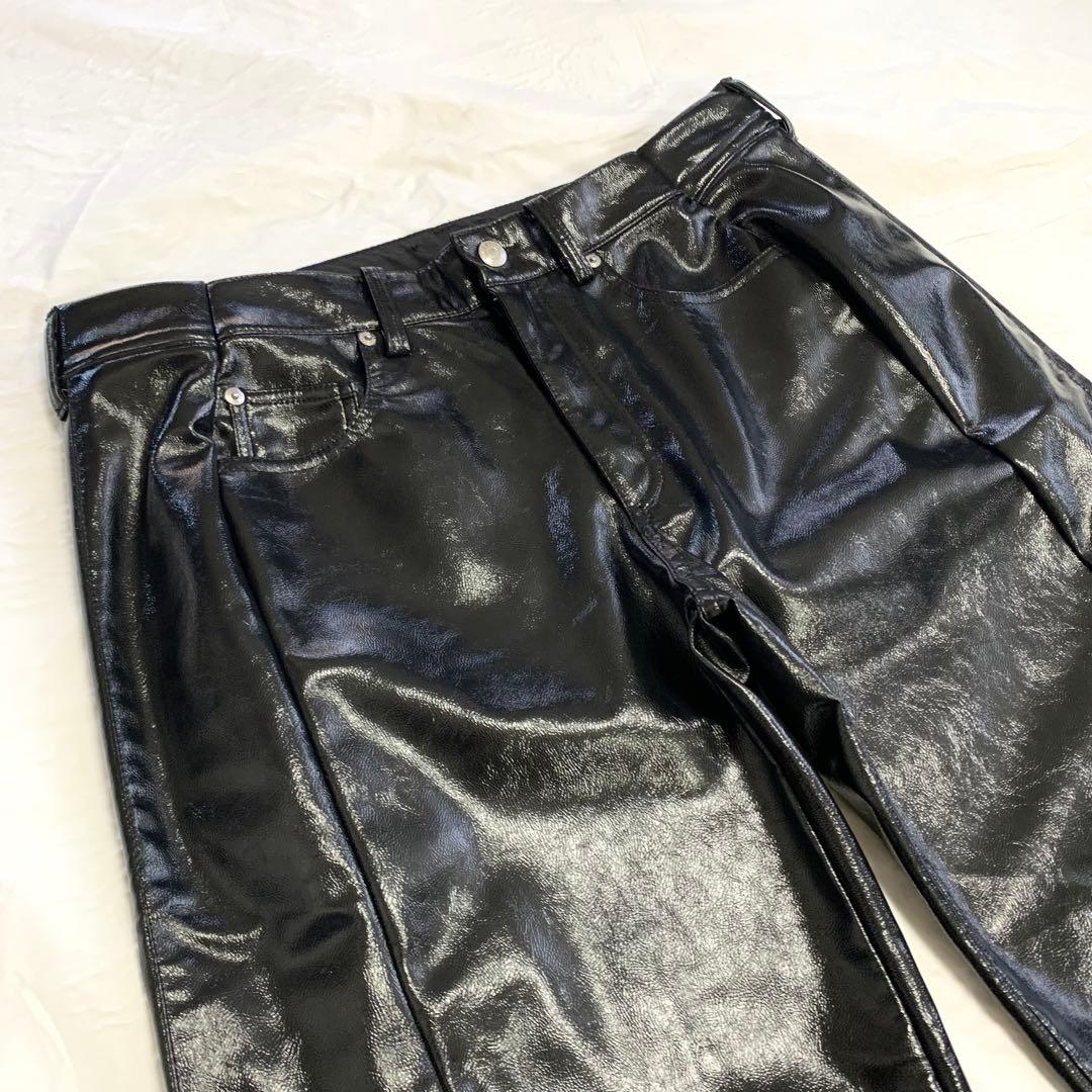No.660【glossy coated pants】再構築 リメイク フレア