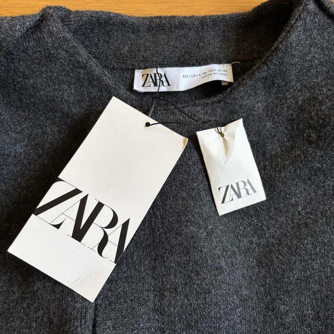 【未使用 タグ付き】ZARA ザラ ショート二ットコート カーディガン ケープ風