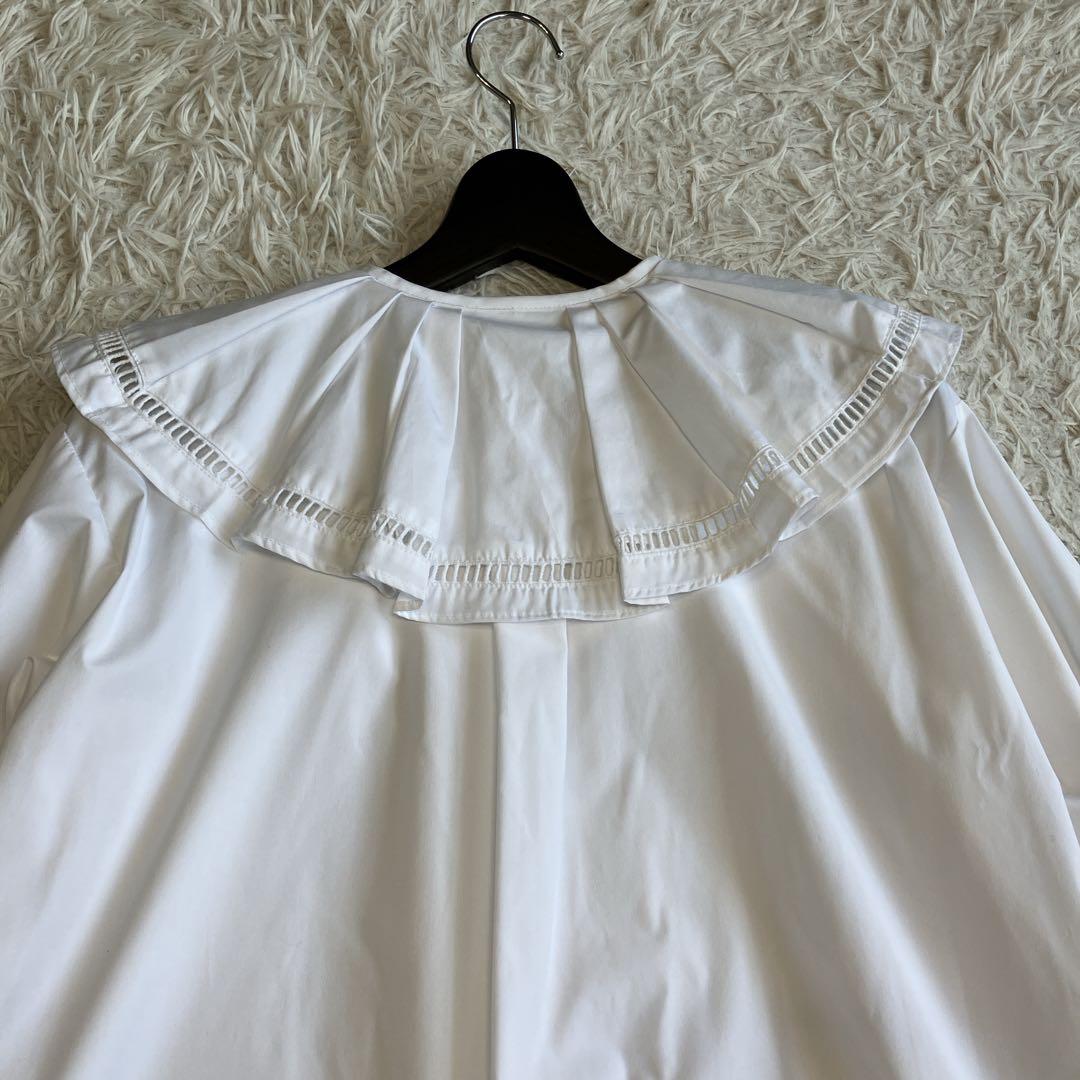美品 メゾンエシェル ハシゴレースビッグカラーシャツ
