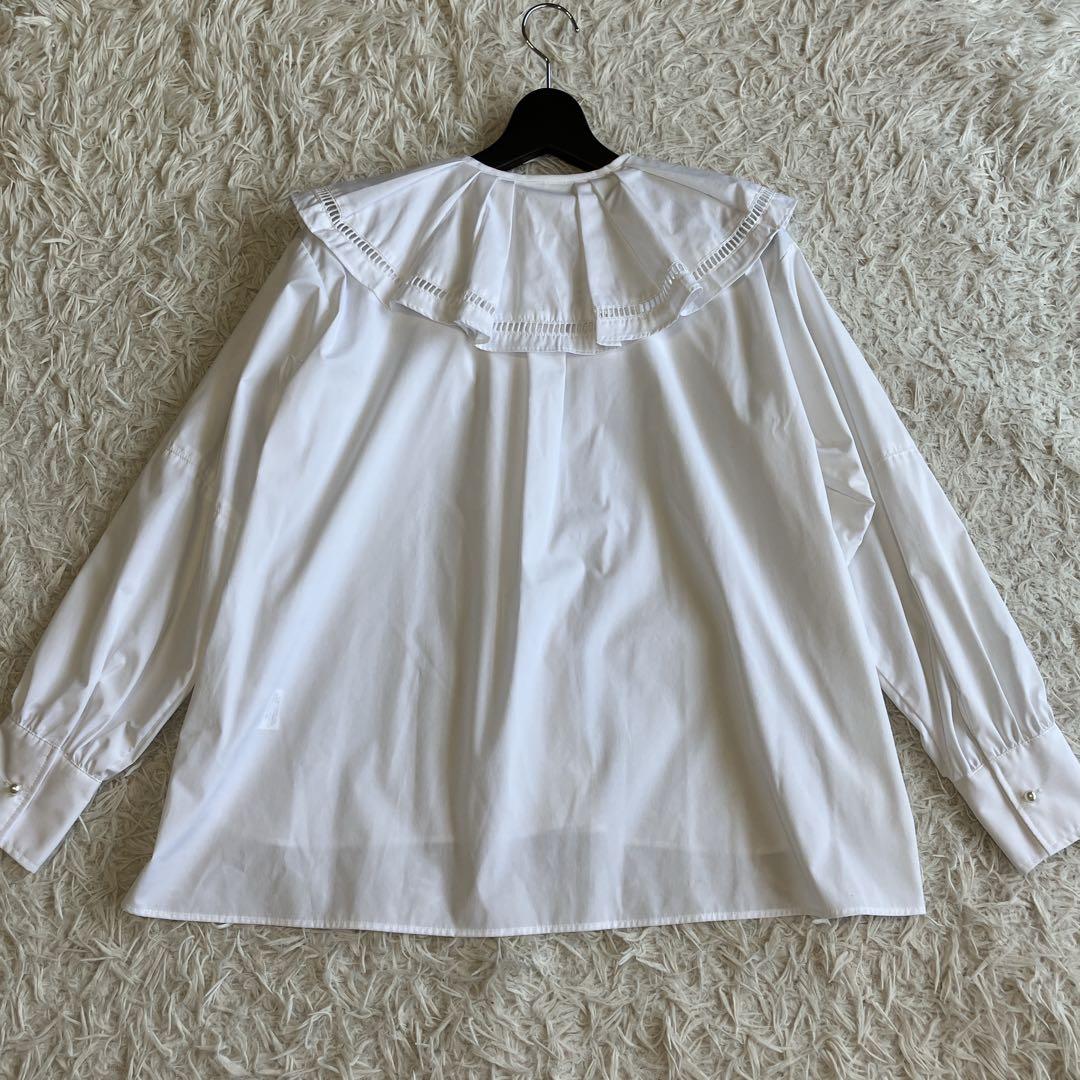 美品 メゾンエシェル ハシゴレースビッグカラーシャツ