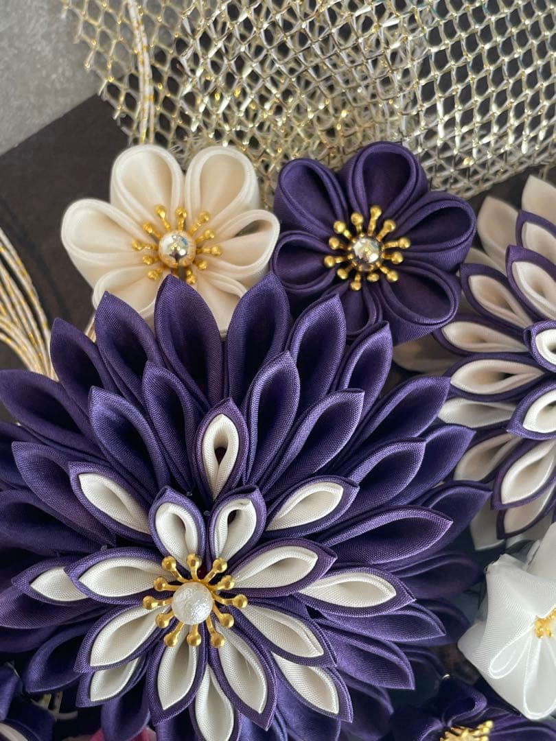 紫白髪飾り　和装髪飾り　振袖髪飾り　髪飾りセット