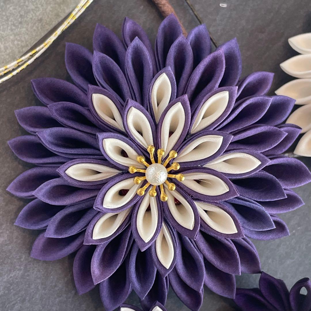 紫白髪飾り　和装髪飾り　振袖髪飾り　髪飾りセット