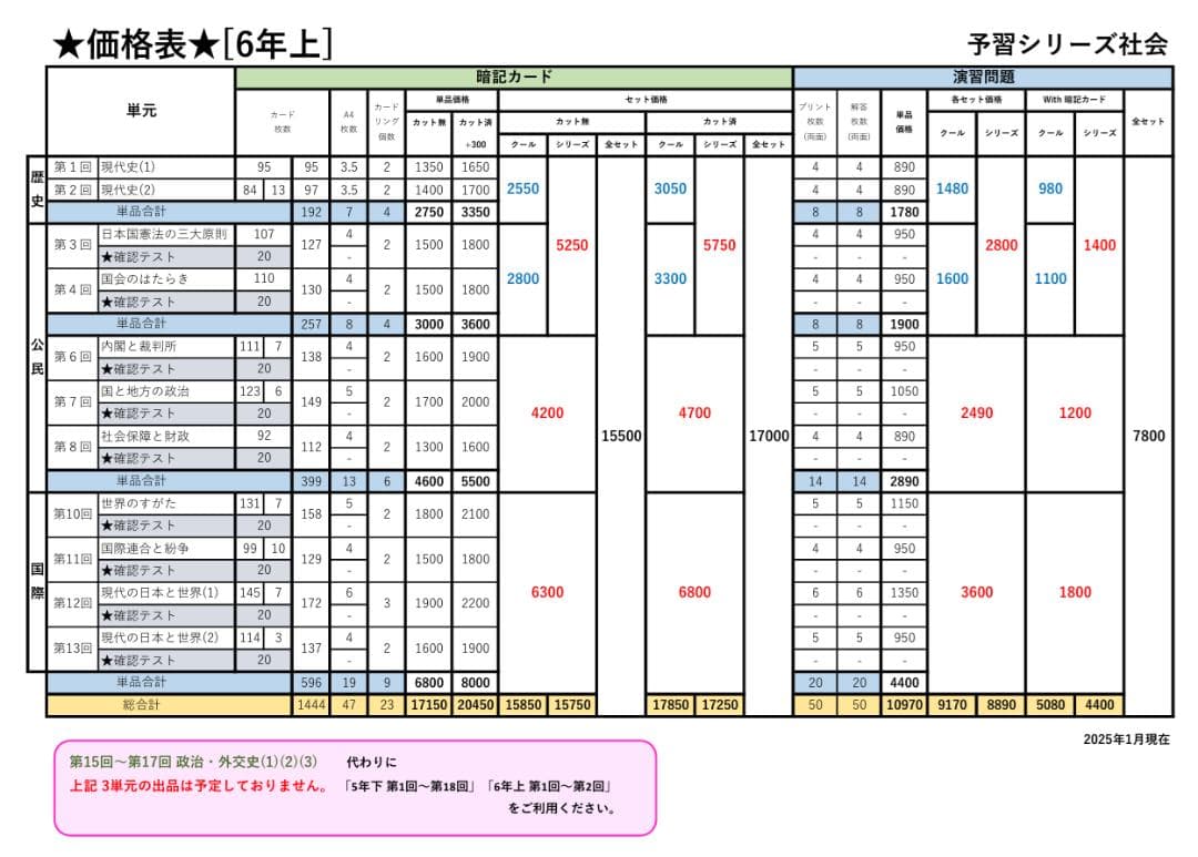 カット済【中学受験】社会 暗記 予習シリーズ 6年上(第10-13回) d