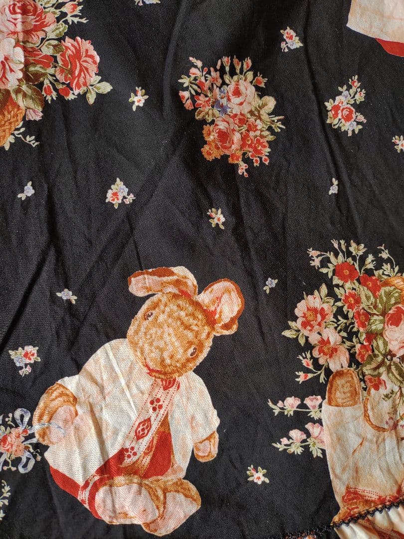 未使用　ピンクハウス　アルザスラパン　うさぎ　チュニックブラウス　ギンガム　黒白