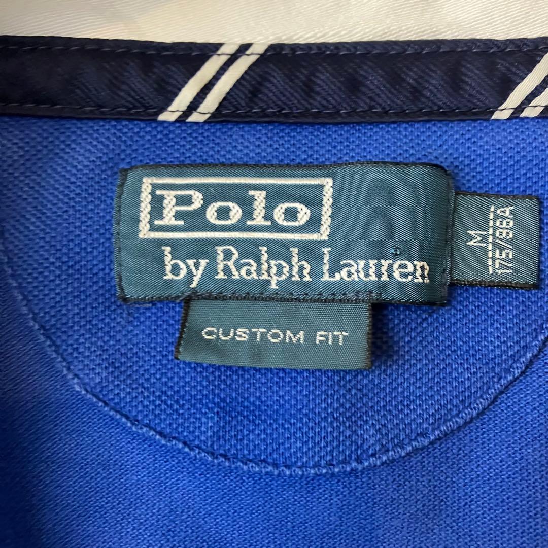ポロ　ラルフローレン　ラガーシャツ M 青