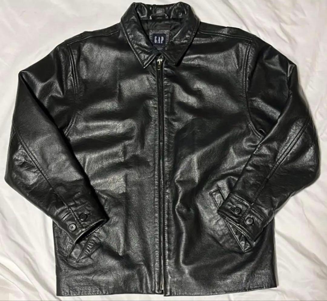 90s OLD GAP オールドギャップ レザージャケット 短丈 黒