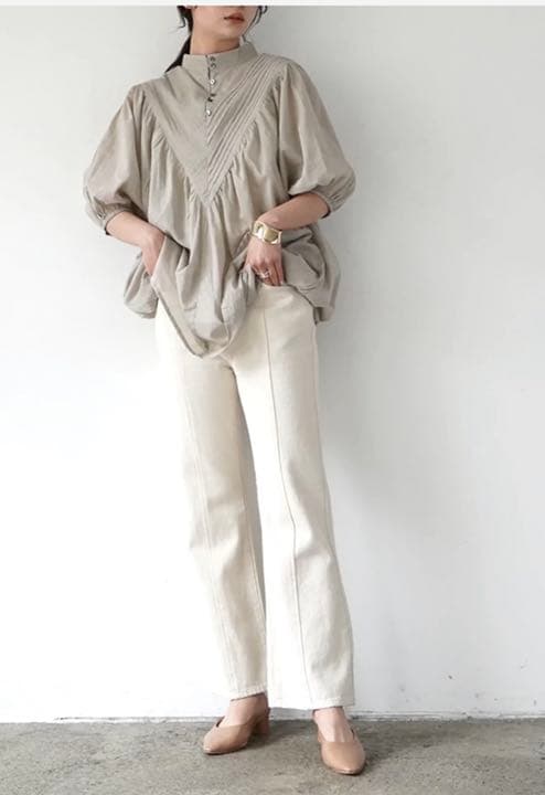 コットン　ブラウス　ベージュ　2WAY ジャンスカ　ワンピース　チュニック