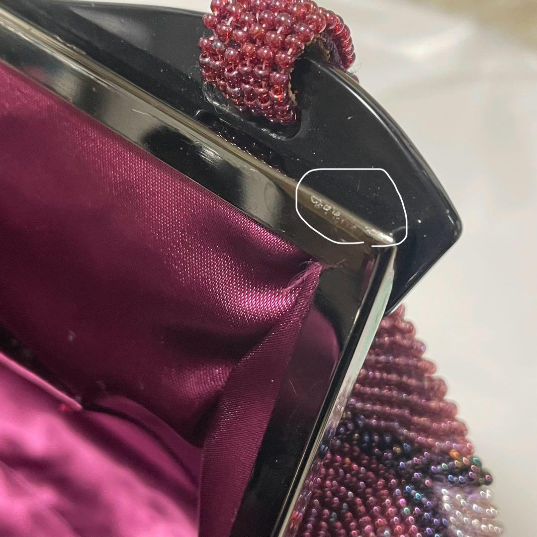 セール価格 美品 ビーズバッグ ハンドバッグ 総ビーズ ビーズ パープル 和装