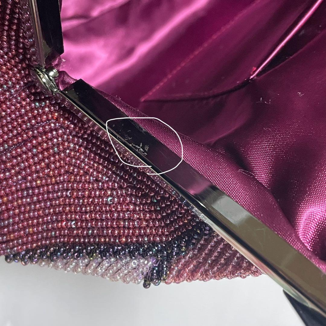 セール価格 美品 ビーズバッグ ハンドバッグ 総ビーズ ビーズ パープル 和装