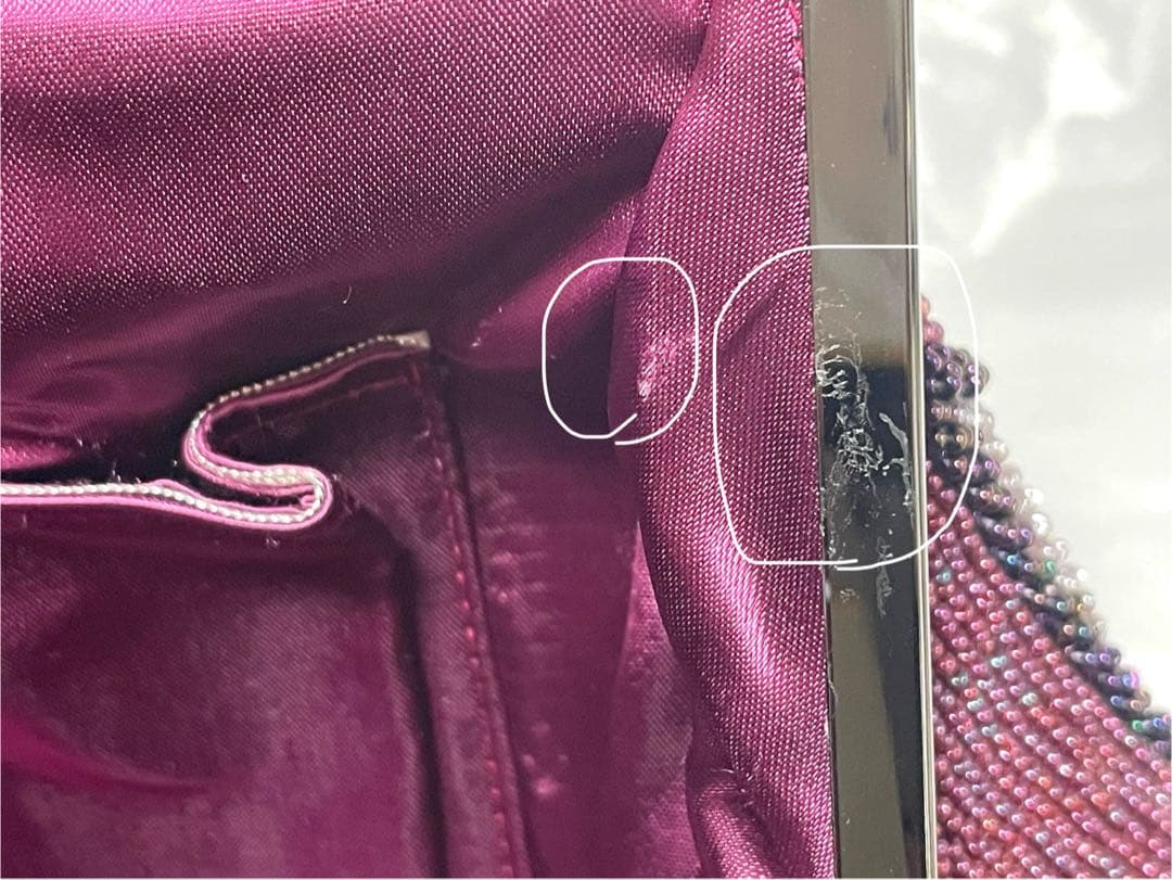 セール価格 美品 ビーズバッグ ハンドバッグ 総ビーズ ビーズ パープル 和装