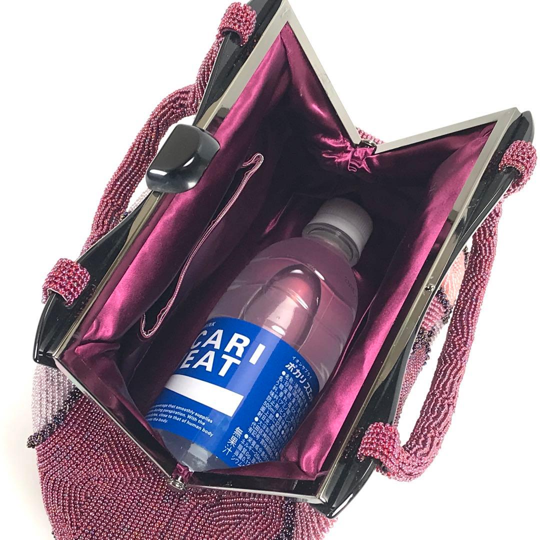 セール価格 美品 ビーズバッグ ハンドバッグ 総ビーズ ビーズ パープル 和装