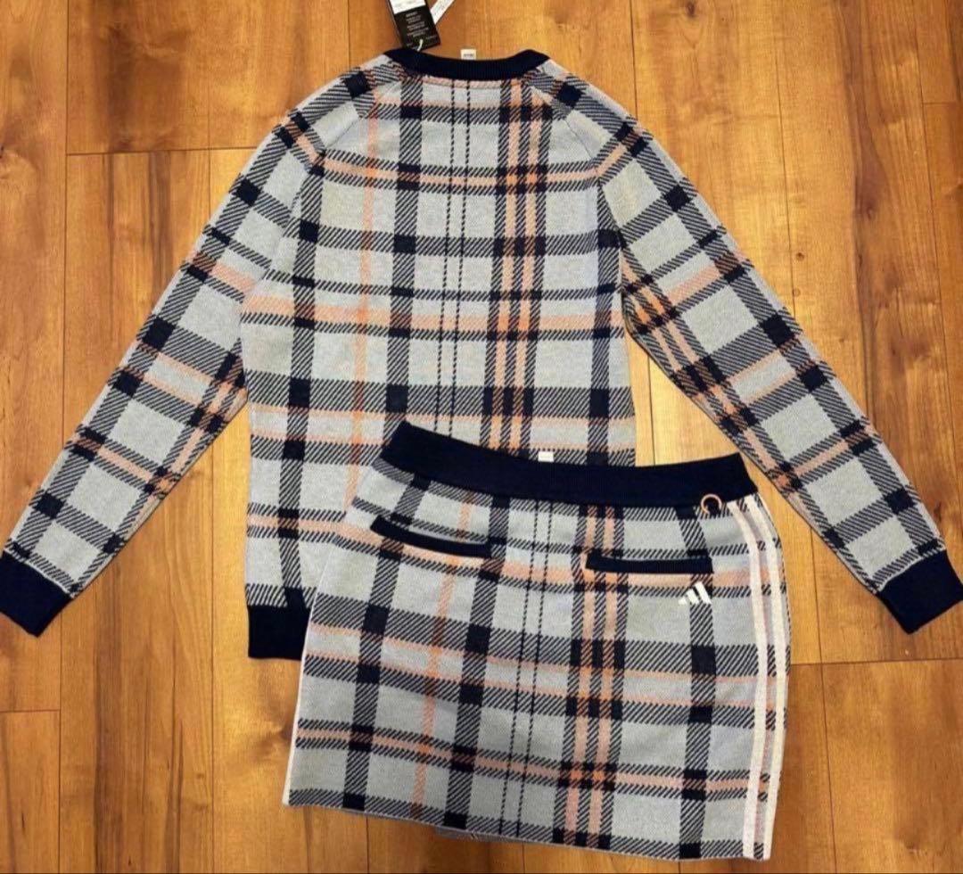 チェック　長袖　セーター　巻きスカート　セットアップ　 春秋冬　ニット　新品