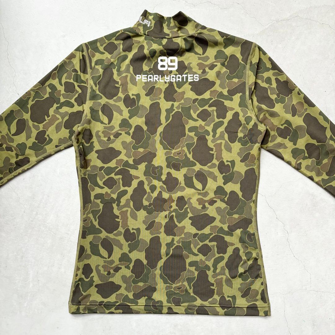 【極美品】PEARLY GATES 長袖インナーモックネックシャツ ロゴ 迷彩