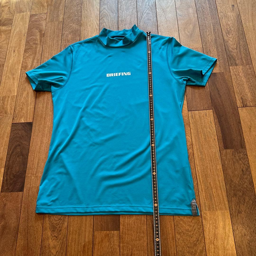 BRIEFING モックネック 半袖Tシャツ ブルー　L