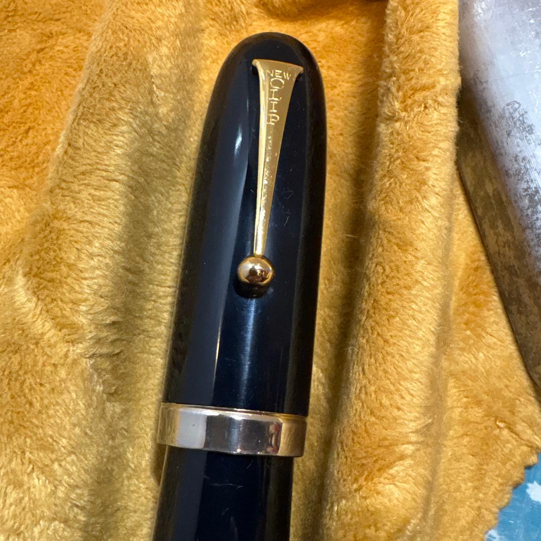 昭和　国産極太万年筆　未使用品　ブリキの筆箱