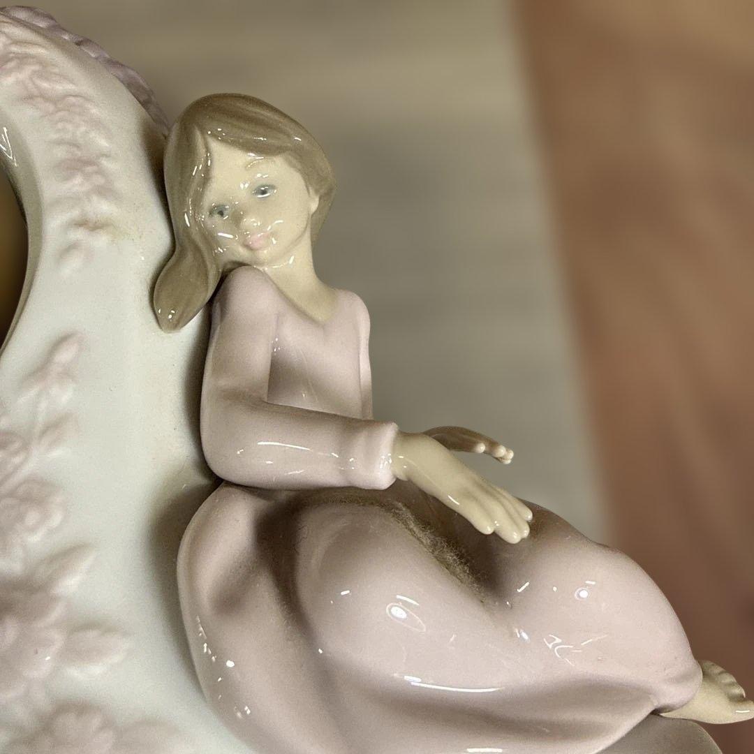 も*ん様 リアドロ　陶器製姉妹　フィギュア置時計　レトロ