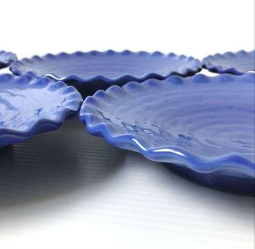 海野裕 ルリ色 輪花皿 中皿 染付 フリル ブルー 青 皿 和食器 5客揃