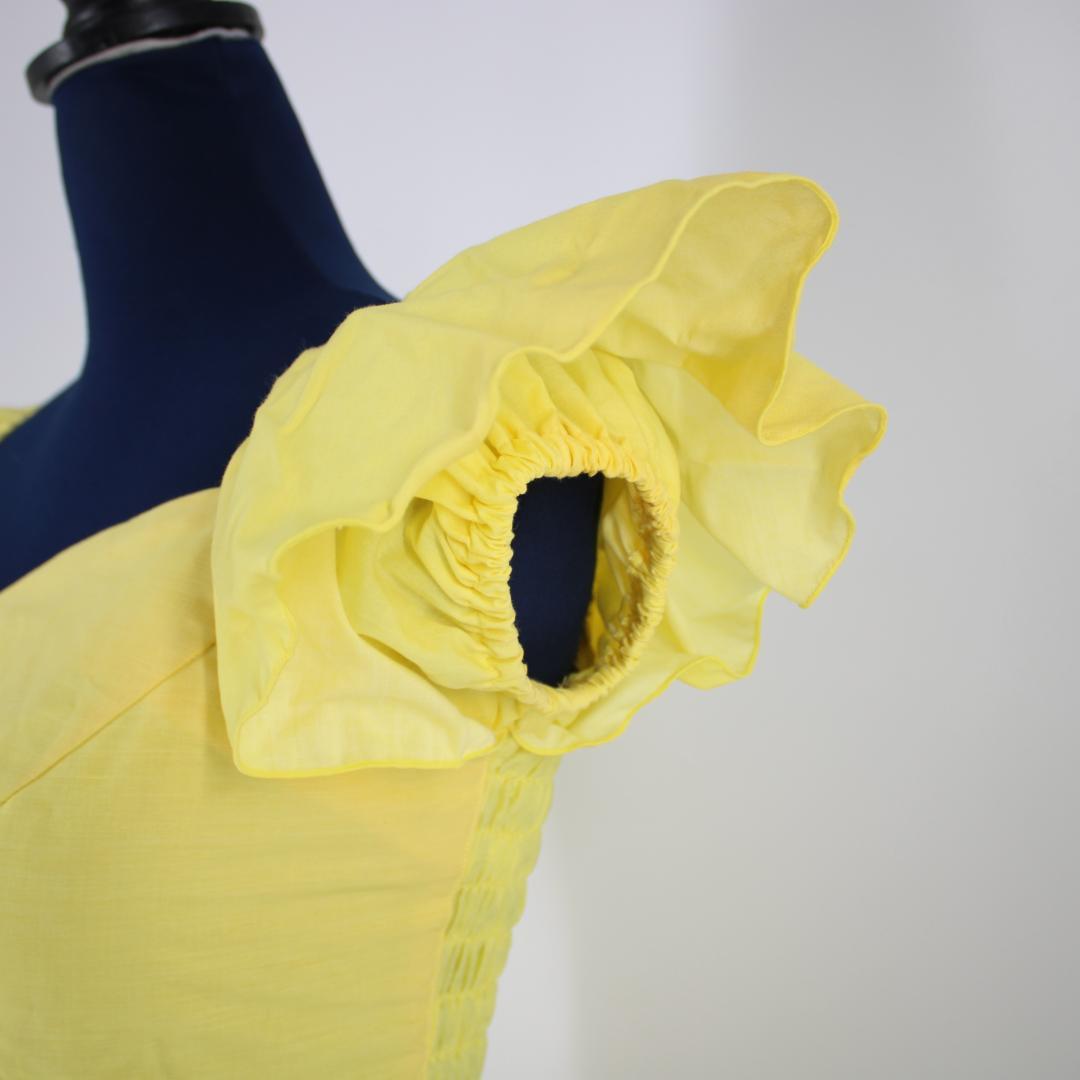 【美品 日本製 フラダンス衣装】イエロー Paondor ワンピース ドレス 黄