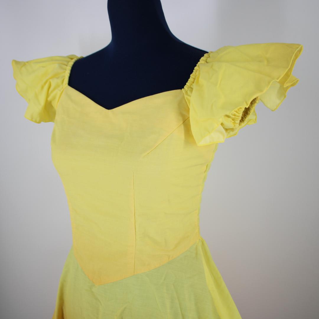 【美品 日本製 フラダンス衣装】イエロー Paondor ワンピース ドレス 黄