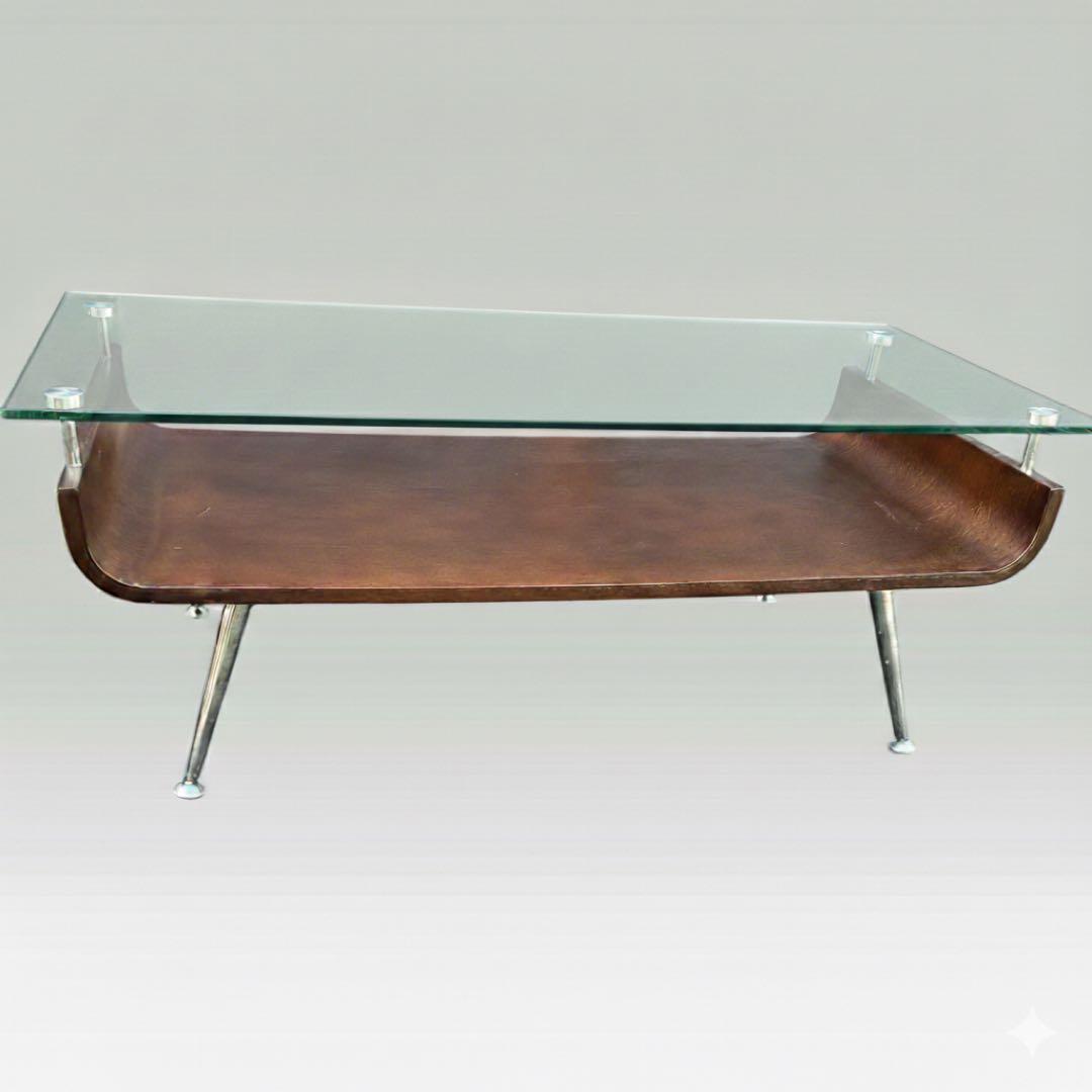 美品　ミッドセンチュリー　スペースエイジ　センターテーブル ガラス　モダン