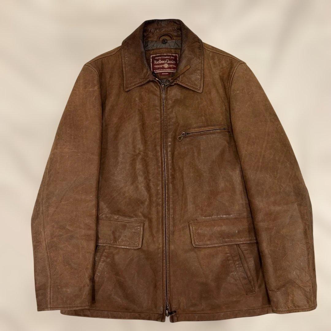 【希少】Marlboro Classics レザーブルゾン 羊革 茶 M