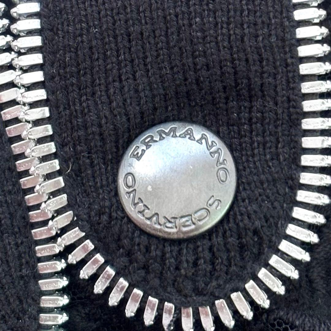 エルマンノシェルビーノ 総レース ジップアップ ベスト 38 黒 イタリア製