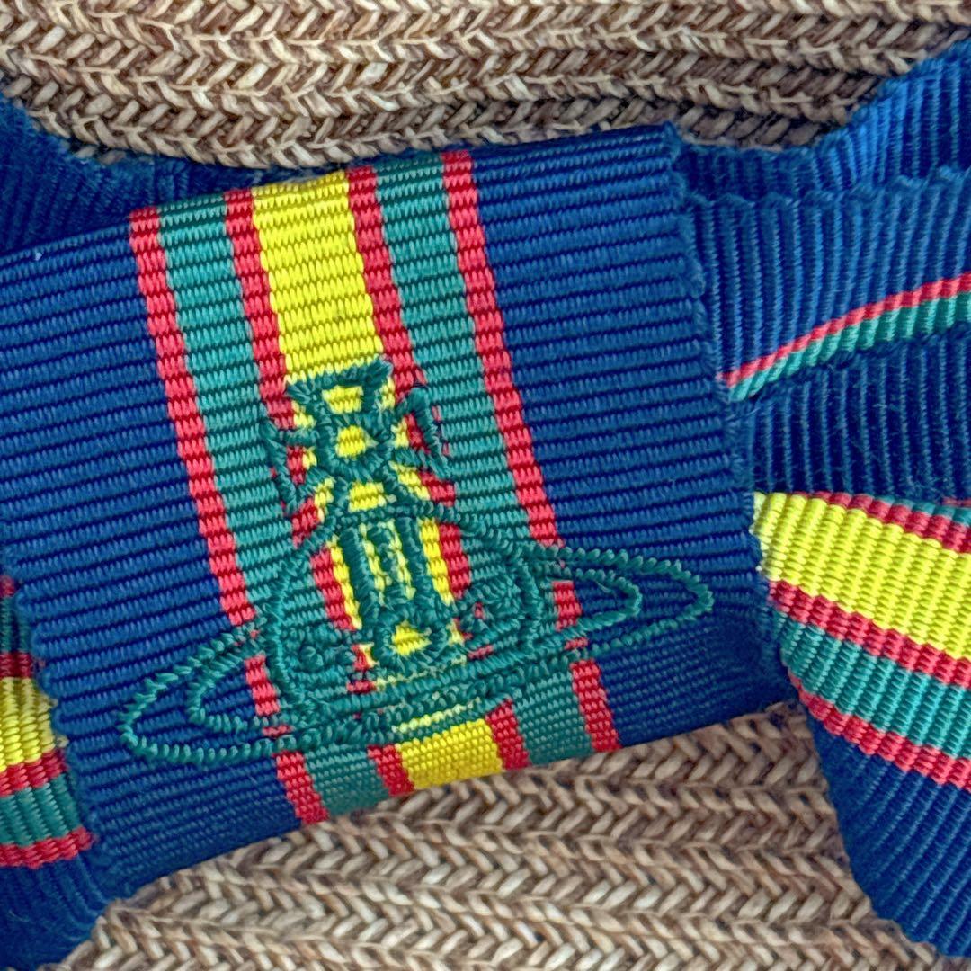 ヴィヴィアンウエストウッド リボン オーブ刺繍 ペーパーハット 麦わら 帽子