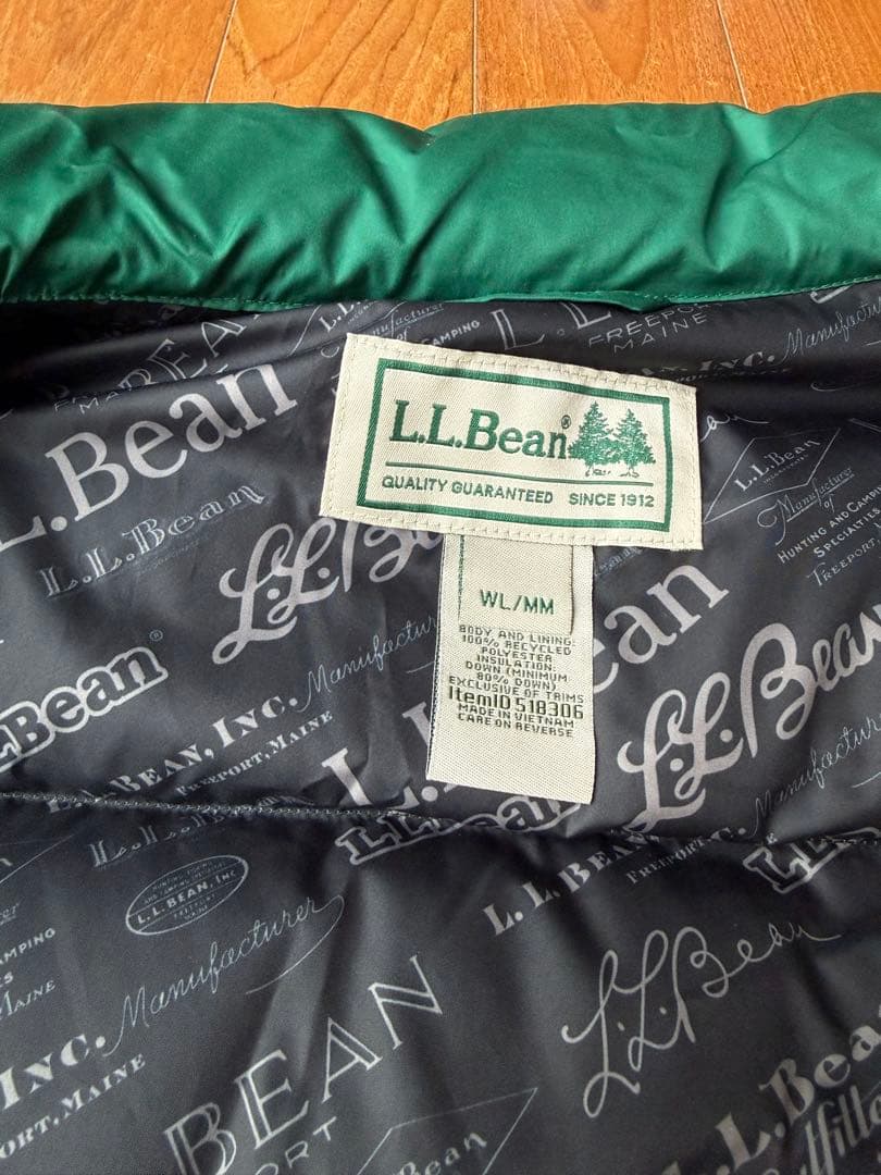 【美品】L.L.Bean グリーン　ダウンベスト WL/MM