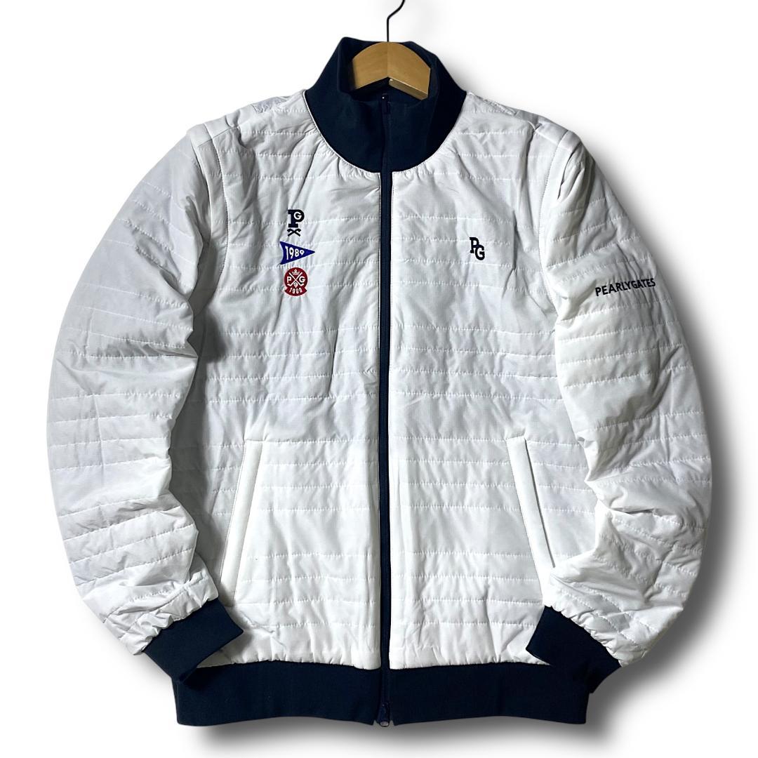 3 定5.7万 パーリーゲイツ リバーシブル 4WAY ブルゾン ベスト 紺×白