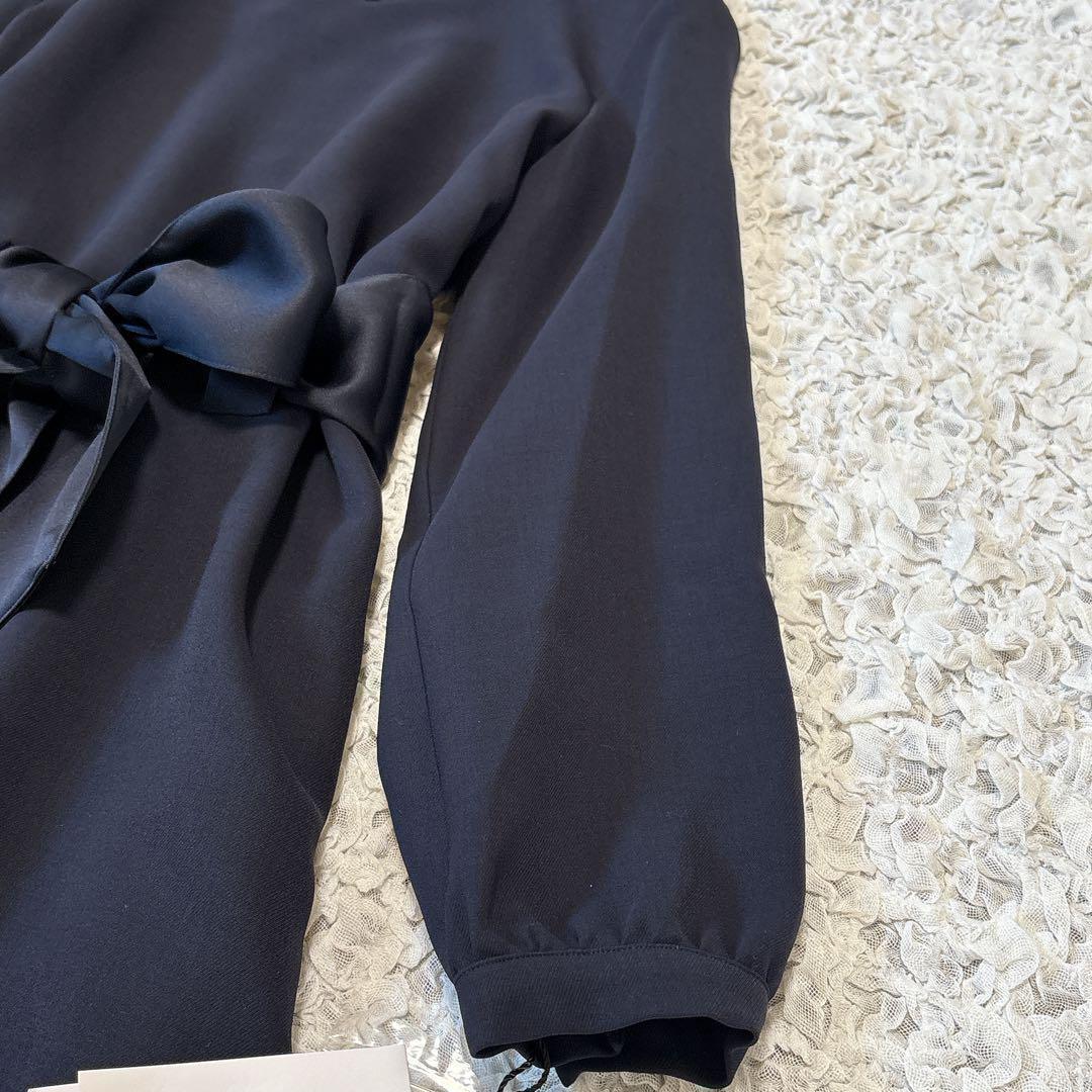 ヤマダヤ Vin【タグ付】 リボンアクセントネイビーワンピース 38 ヴァン