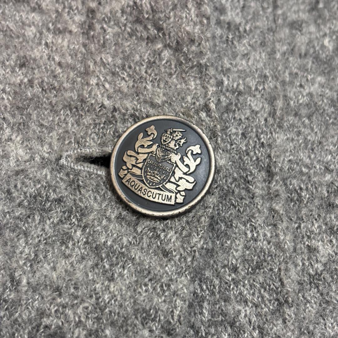 Aquascutum ウールケープ ポンチョ ロゴボタン ダブル ウール グレー