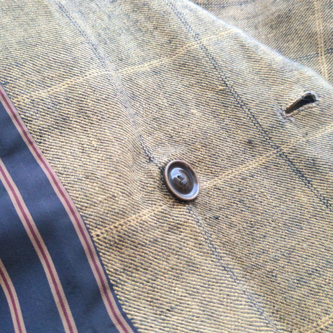 希少 YANTOR 起毛リネン 袈裟コート ストライプ裏地 15AW ヤントル