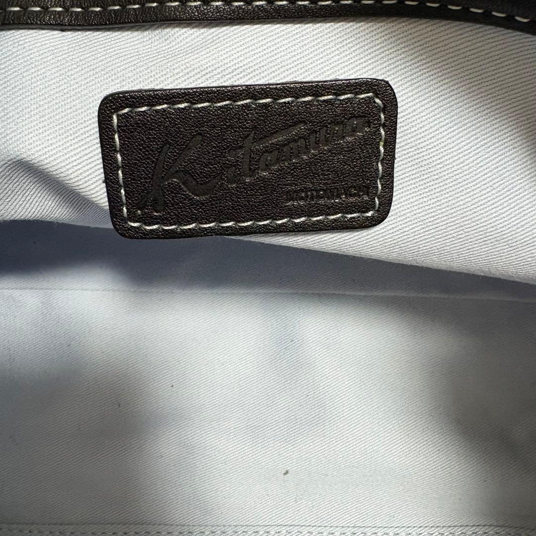 キタムラ　トートバッグ　ショルダーバッグ　ブラック　レザー　ポーチ付き　シボ革