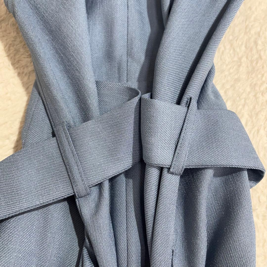 美品 FRAY I.D リネンライクツイルテーラードワンピース ロングジレワンピ