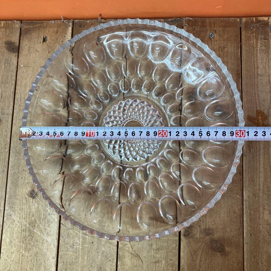 D-4 ガラス皿 大皿 フルーツボウル サラダボウル プレスガラス レトロガラス