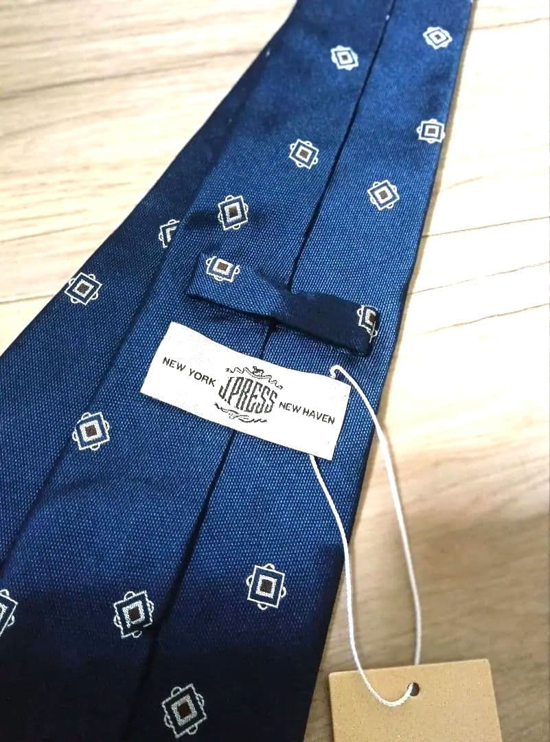 新品未使用【 JPRESS ジェイプレス】ネクタイ 紺 日本製 高級シルク