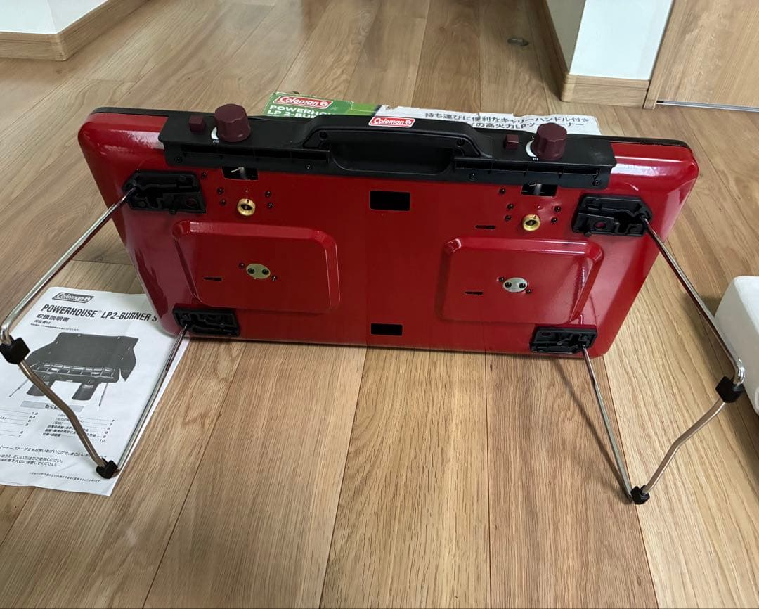 Coleman POWERHOUSE LPツーバーナー　レッド　スタンド付き