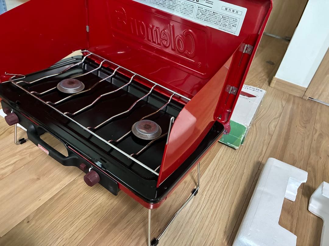 Coleman POWERHOUSE LPツーバーナー　レッド　スタンド付き