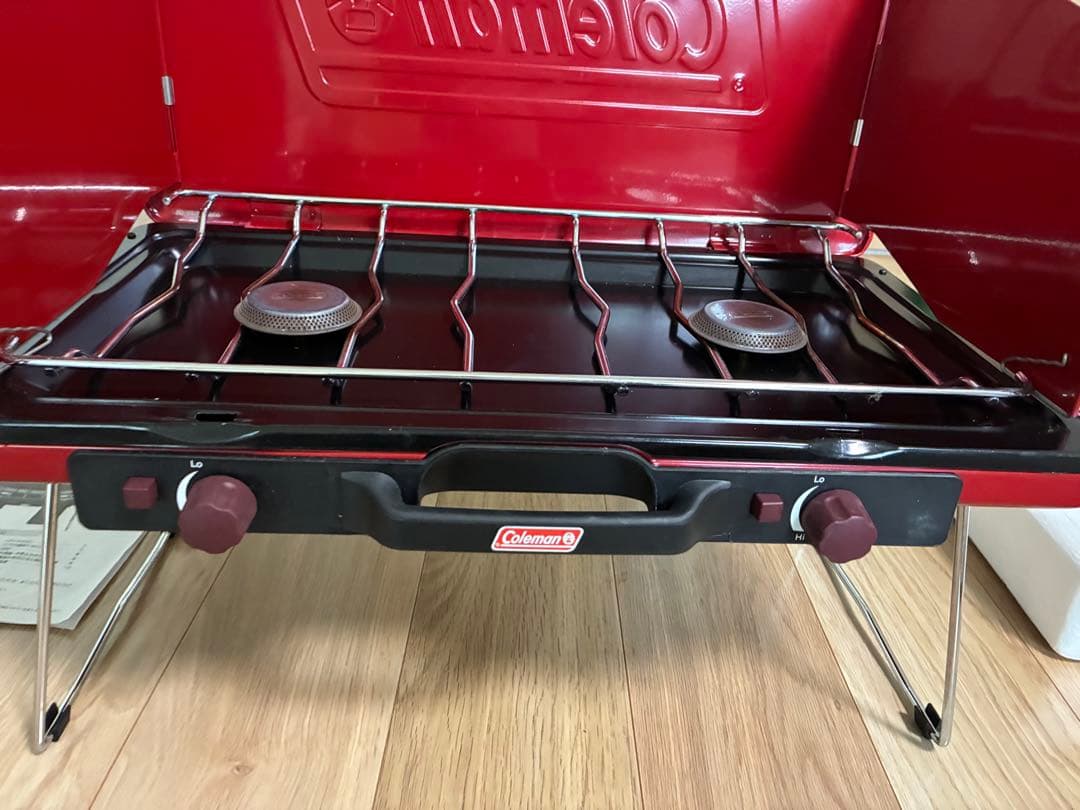 Coleman POWERHOUSE LPツーバーナー　レッド　スタンド付き