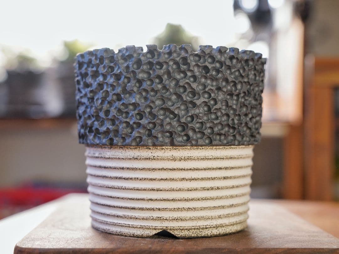 手作植木鉢 ハンドメイド 陶器鉢 塊根植物 アガべ Lサイズ A-744