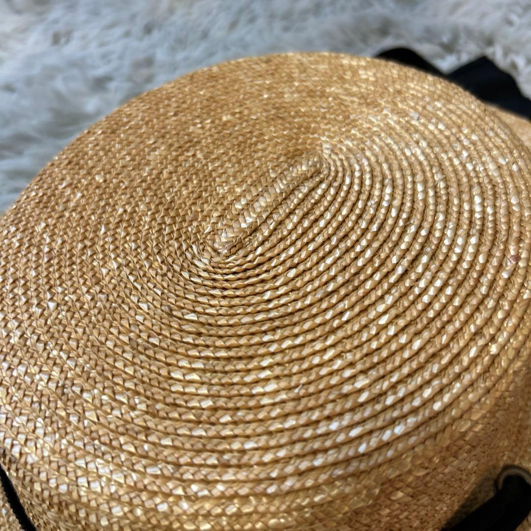 【新品】Wica Grocery カンカン帽子 ブラック・ベージュリボン付