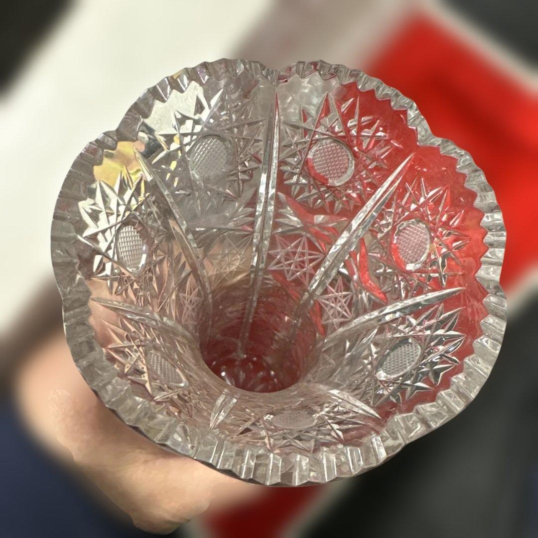 東ドイツ製 ブレイクリスタル花瓶 ボヘミアクリスタル