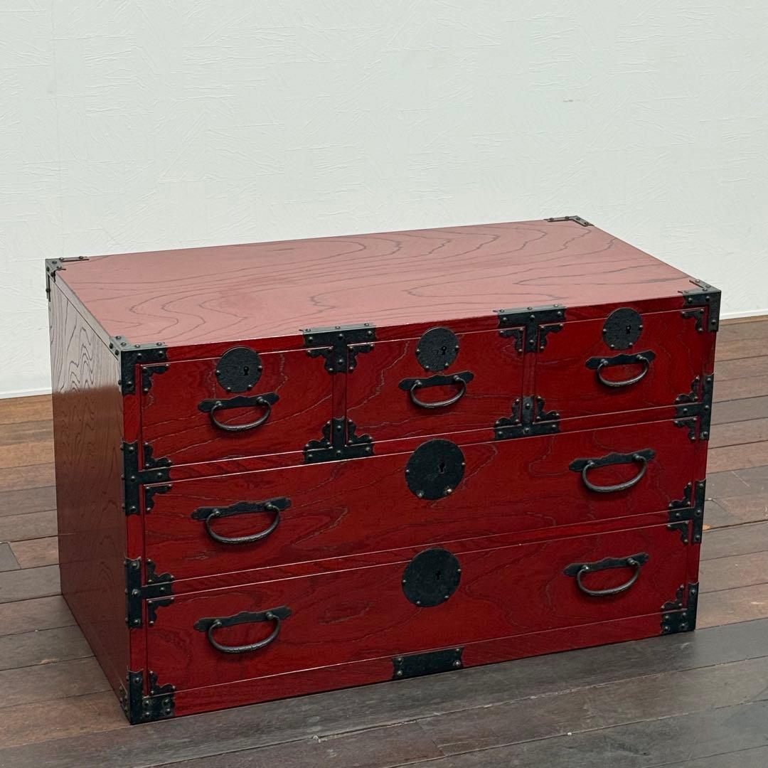 H23K29 青木産業 紅 くれないシリーズ 欅 ケヤキ 小箪笥 3段