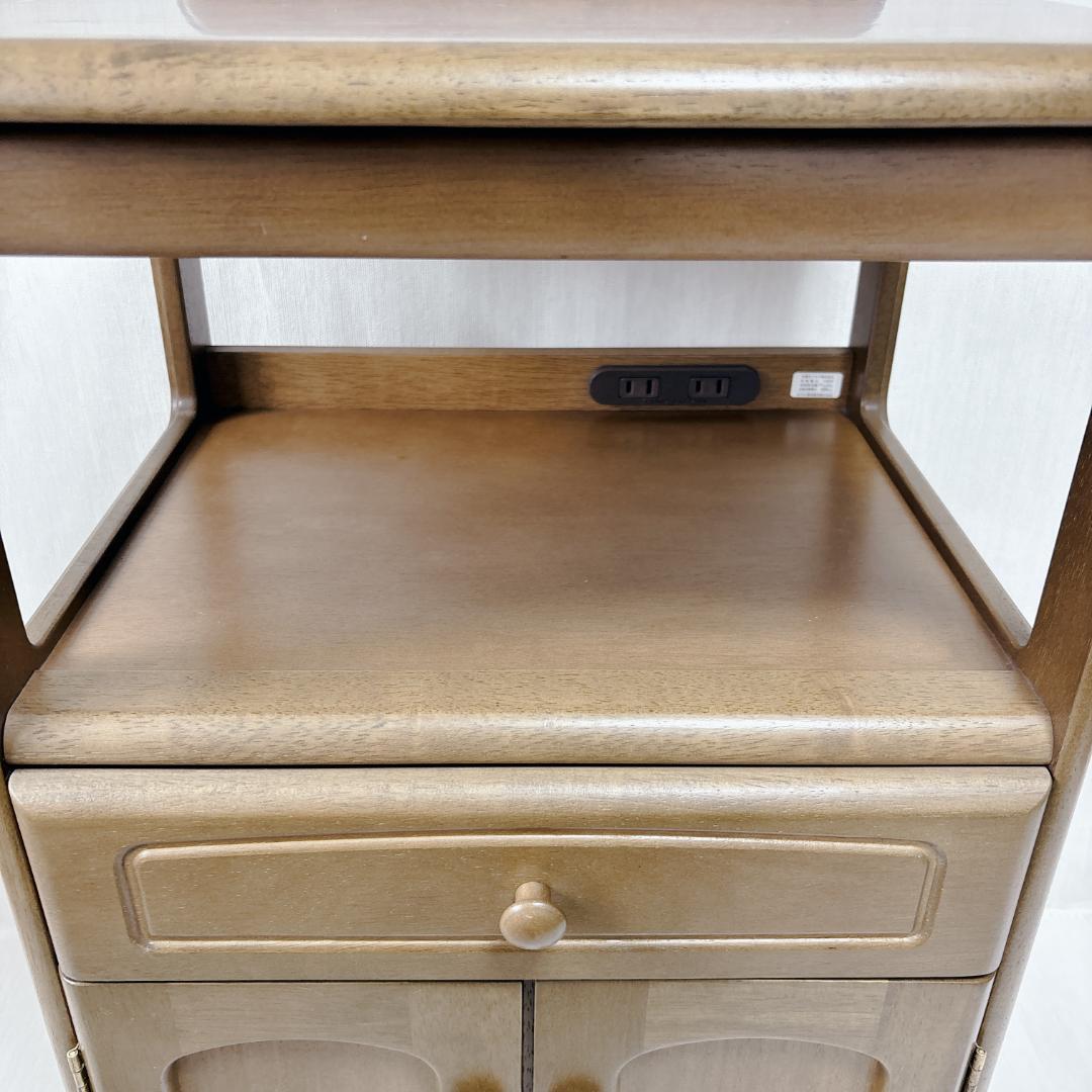 【美品】karimoku カリモク サイドチェスト 電話台 コンセント付 木製
