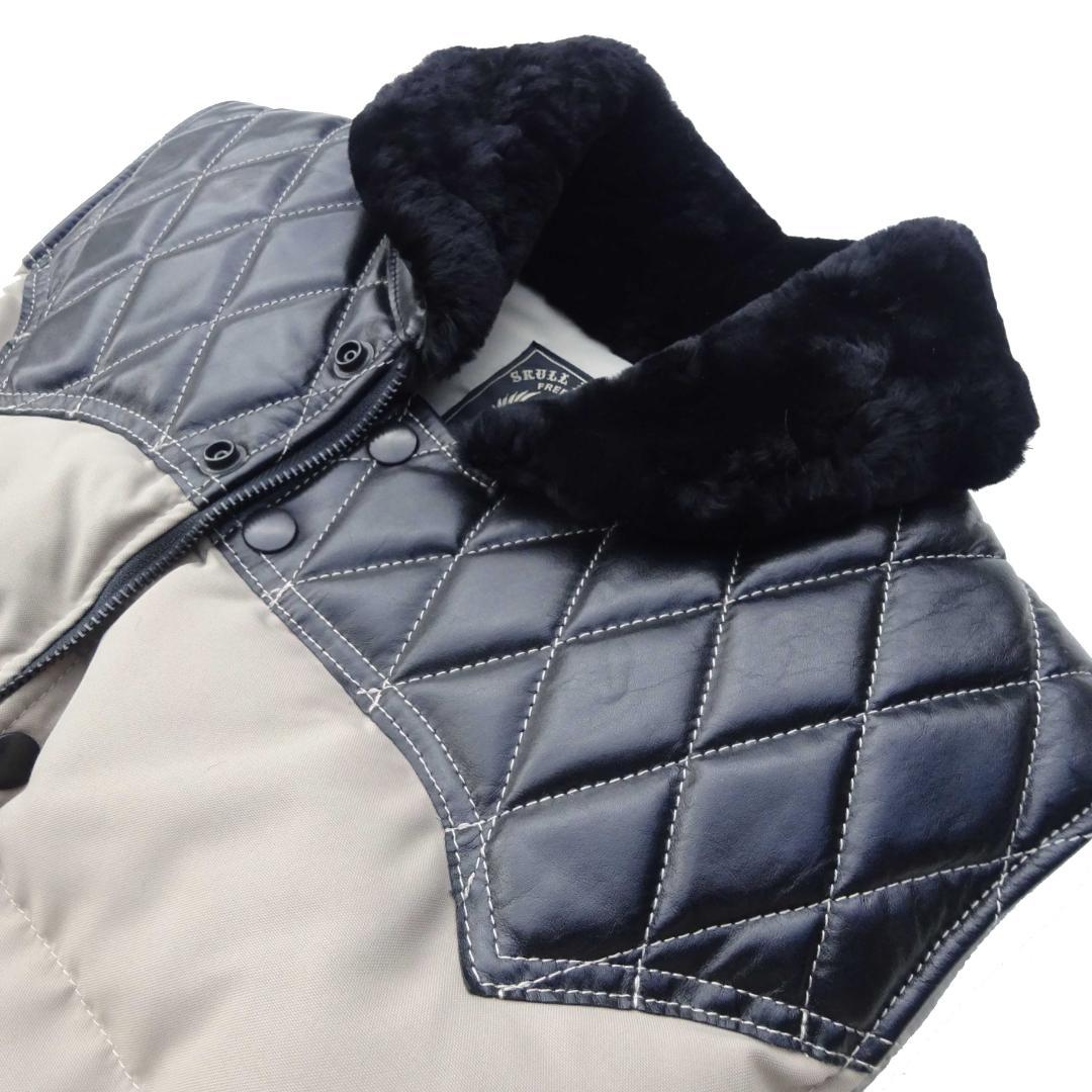 美品　SKULL FLIGHT スカルフライト馬革レザーヨークダウンベストM