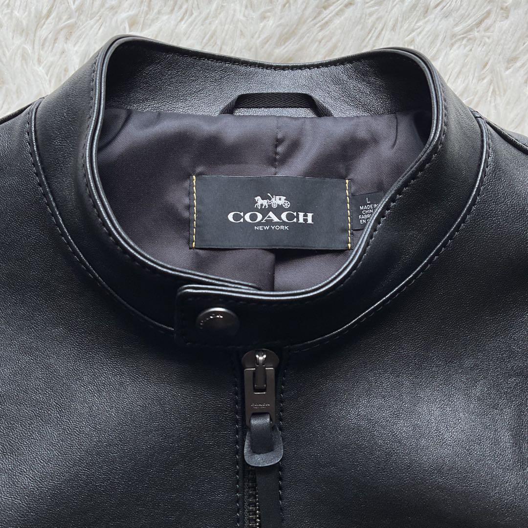 未使用級✨COACH レザージャケット　シングルライダース　L 黒　88799