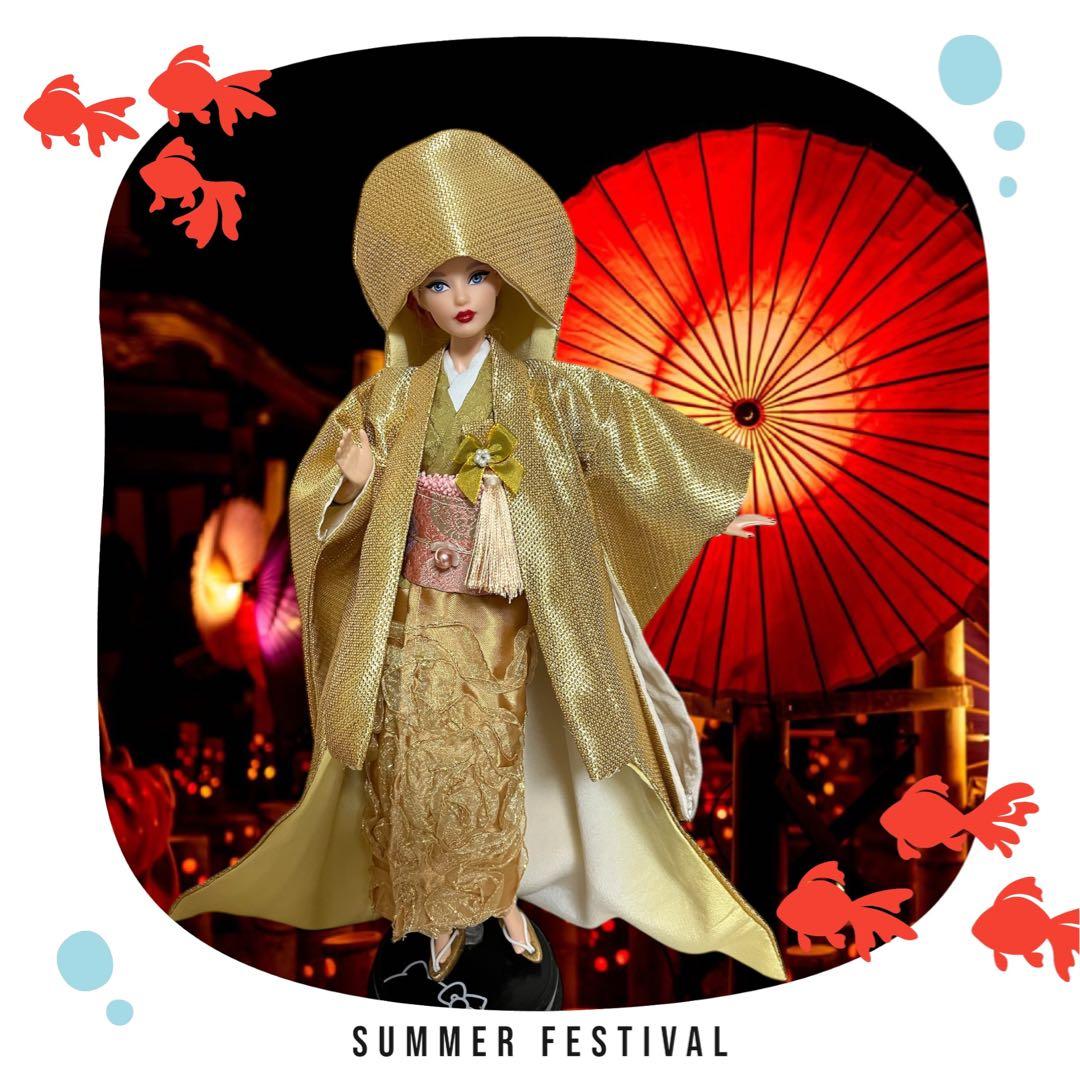 バービーゴールド無垢着物ウエディング8点セット