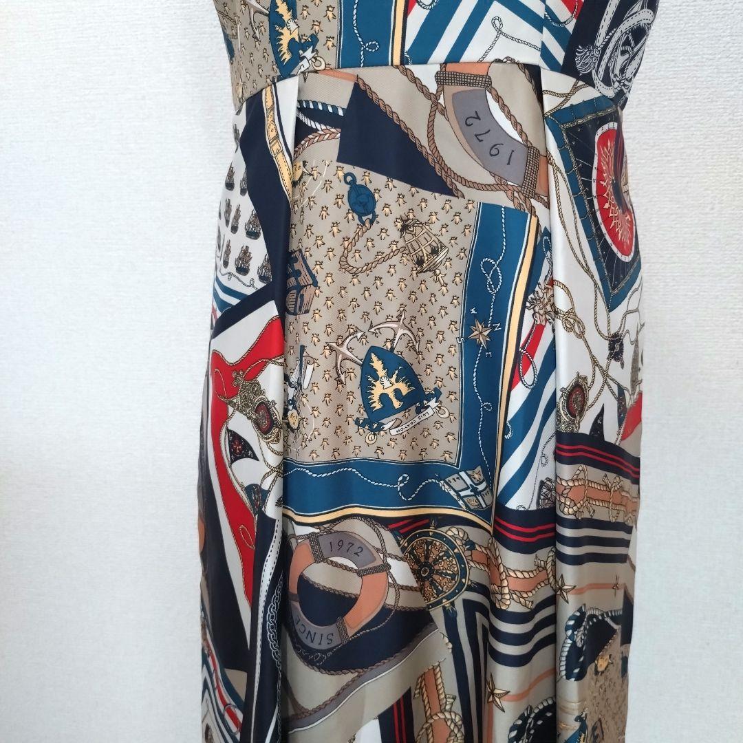 【良品】ロイスクレヨン スカーフコラージュ　ワンピース リボン　ボウタイ　柄物