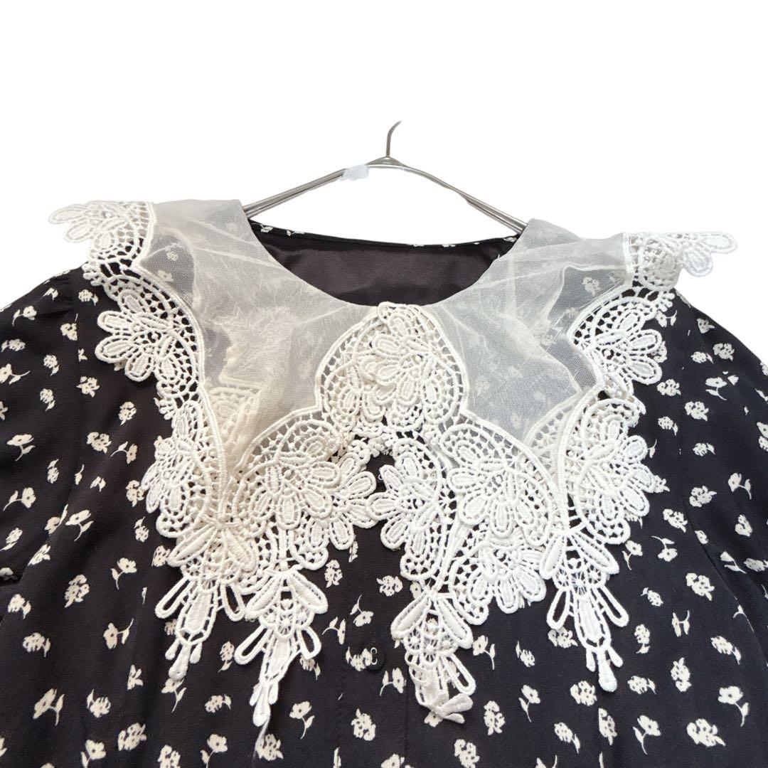 ジュエティ Wednesday ワンピース M ブラック レースカラー ロング