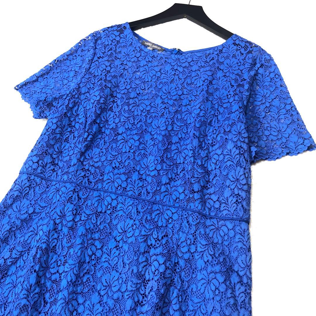 新品未使用　ローラアシュレイ　ロングワンピース　フローラル✨　総柄刺繍✨　ブルー